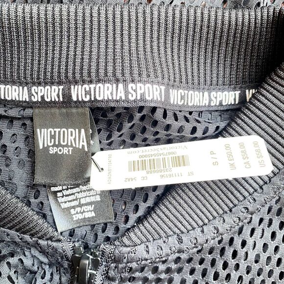 NWT Victoria Sport Sheer Mesh Bomber Jacket Zip Up Black Athleisure Size Small - Picture 5 of 6